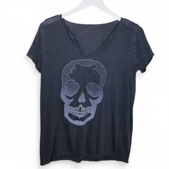 Zadig & Voltaire Tunisien MC Glitter Skull Black S/S T-Shirt - Size M - Picture 3 of 8